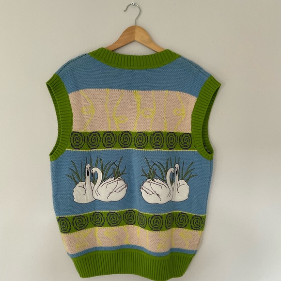 House Of Sunny Swan Lake Vest UK 14 Chunky Knit Jumper ASO The White Lotus - Picture 12 of 13